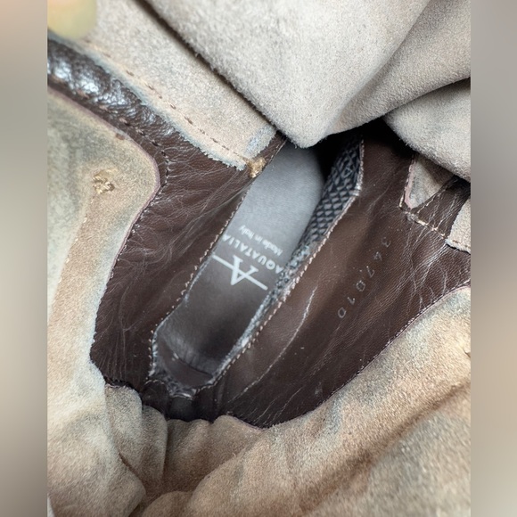 Aquatalia Gabriella Suede Platform High-Top Sneakers Taupe Men's 8 Italy Made - Picture 14 of 15